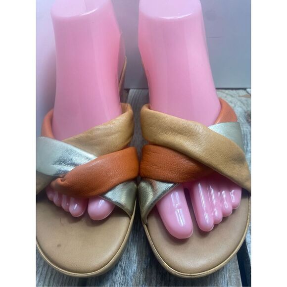 Mila Paoli Italian Leather Wedge Sandals Women’s 8.5 Multicolor Metallic Platfor - Picture 6 of 8